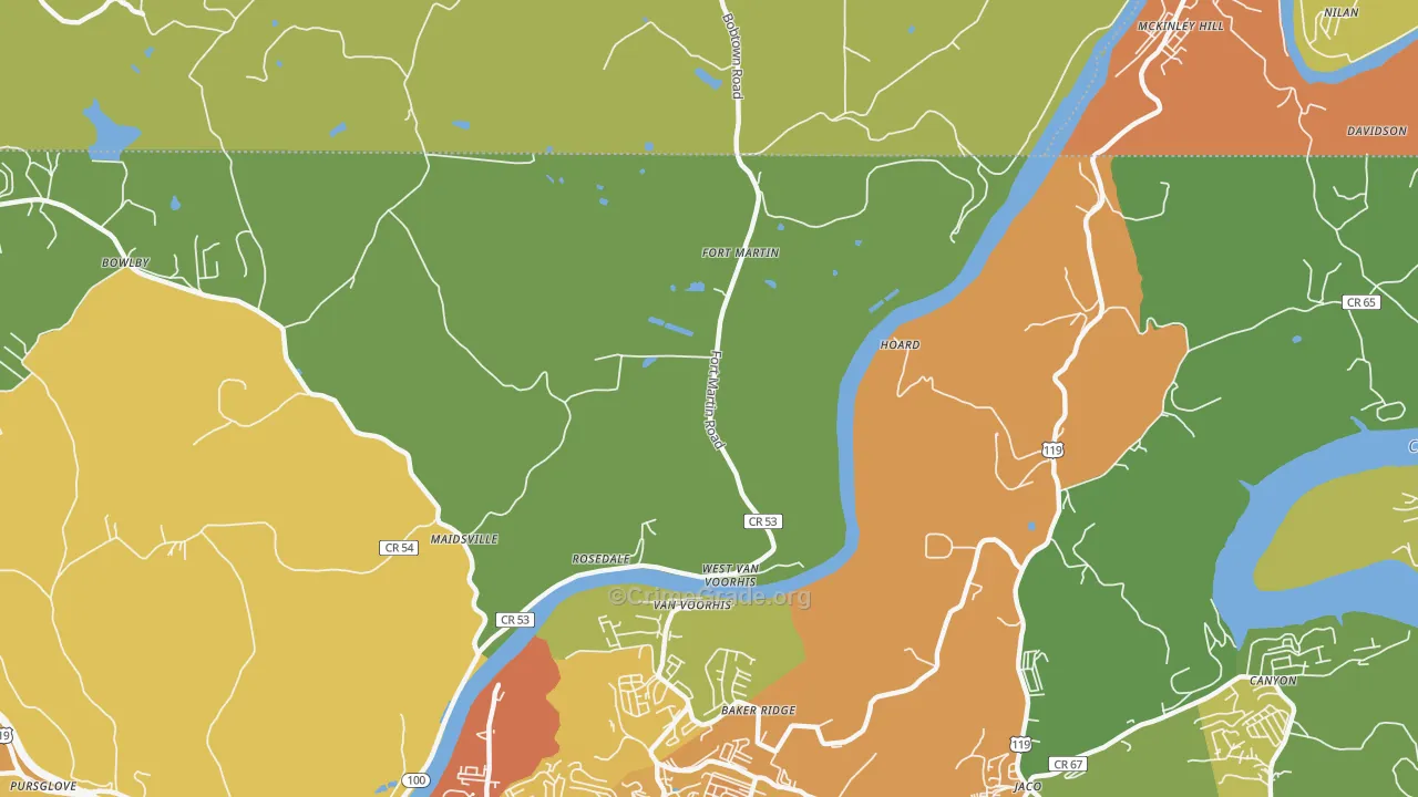 West Van Voorhis, WV Map of Vandalism Rates