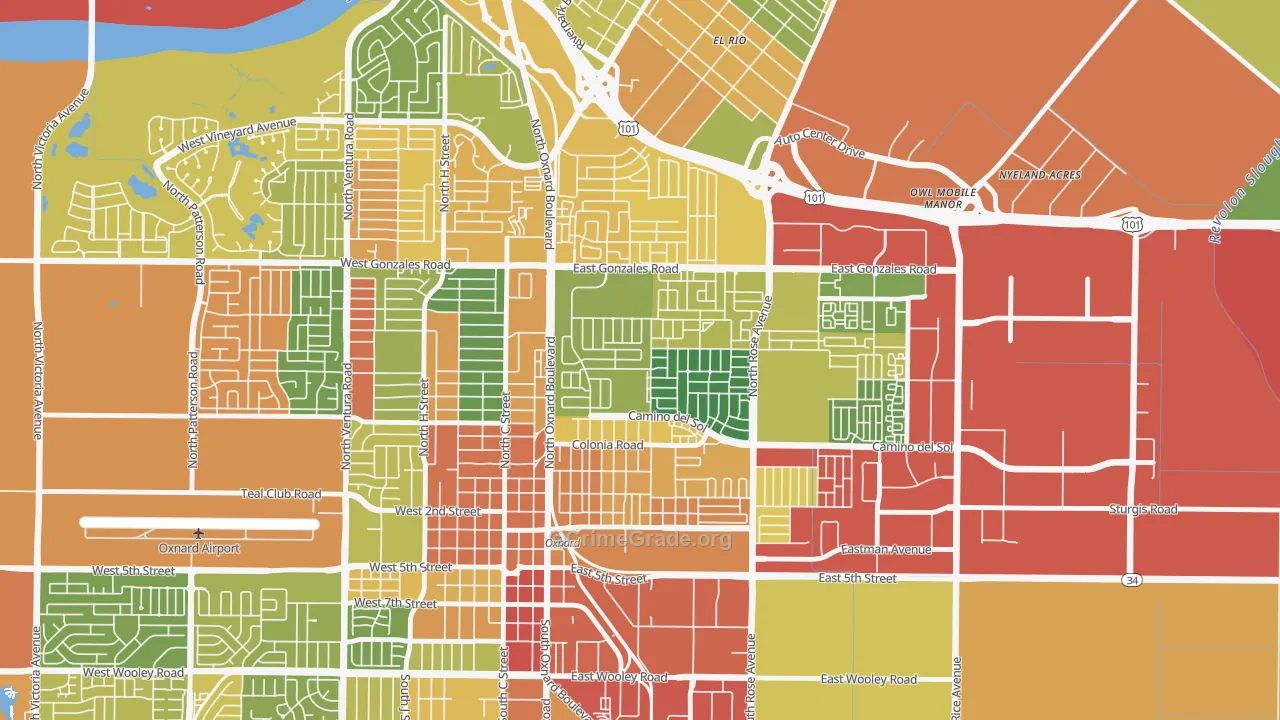 West Village, Oxnard, CA Map of Vandalism Rates
