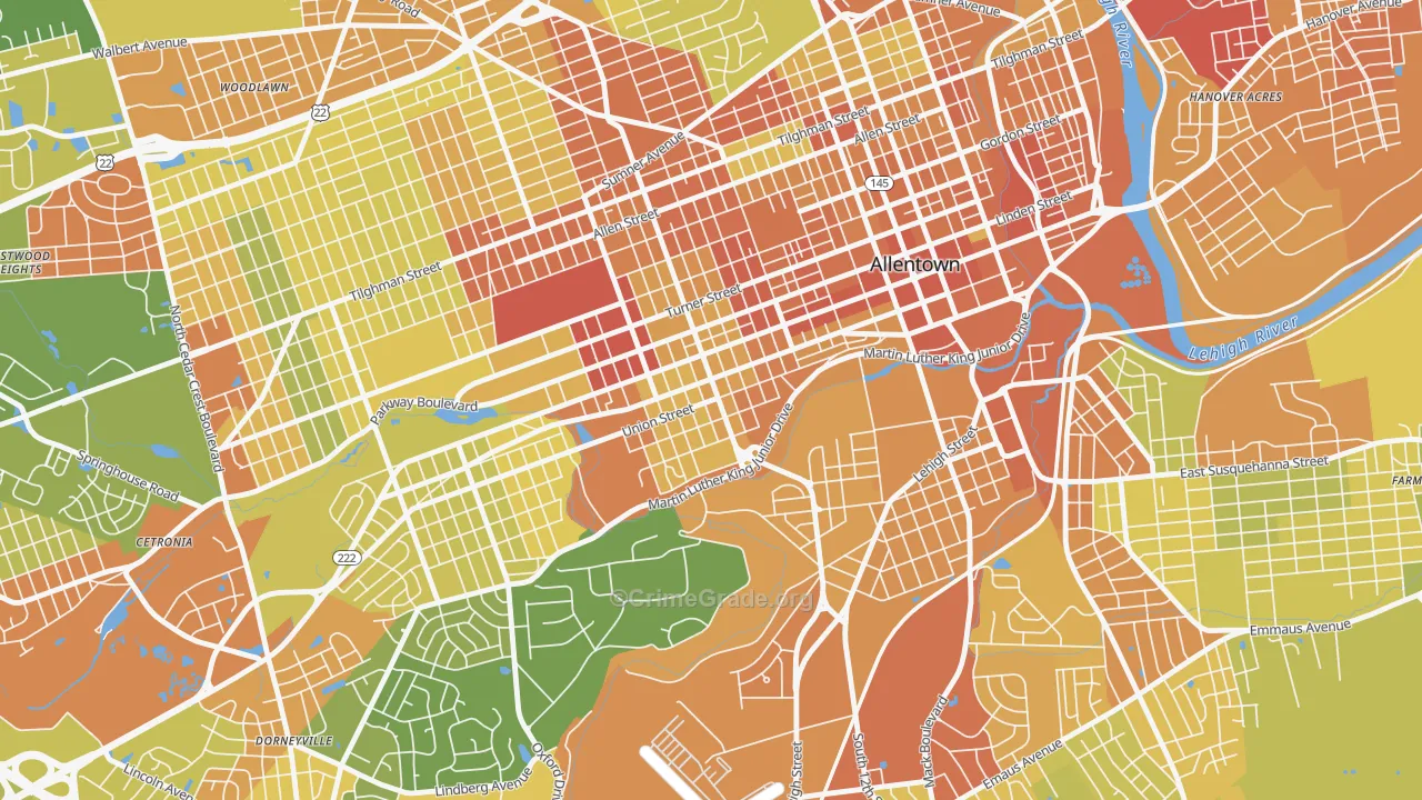 West Walnut, Allentown, PA Map of Vandalism Rates