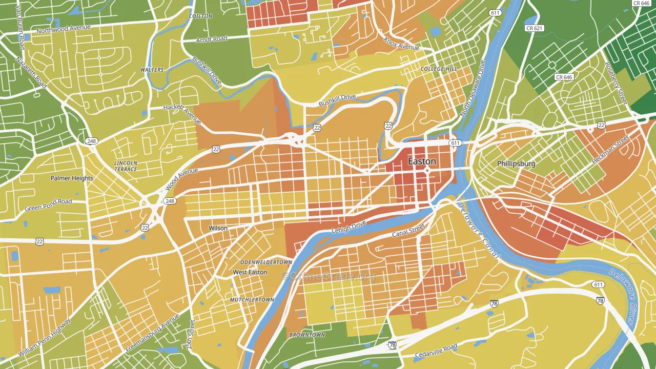 West Ward, Easton, PA Map of Vandalism Rates