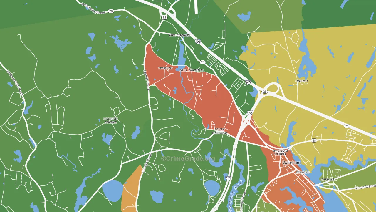 West Wareham, MA Map of Vandalism Rates