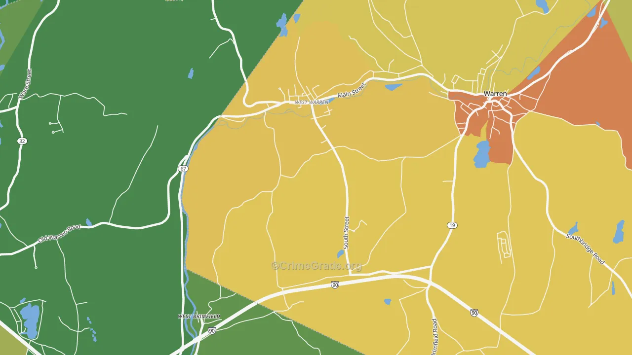 West Warren, MA Map of Vandalism Rates