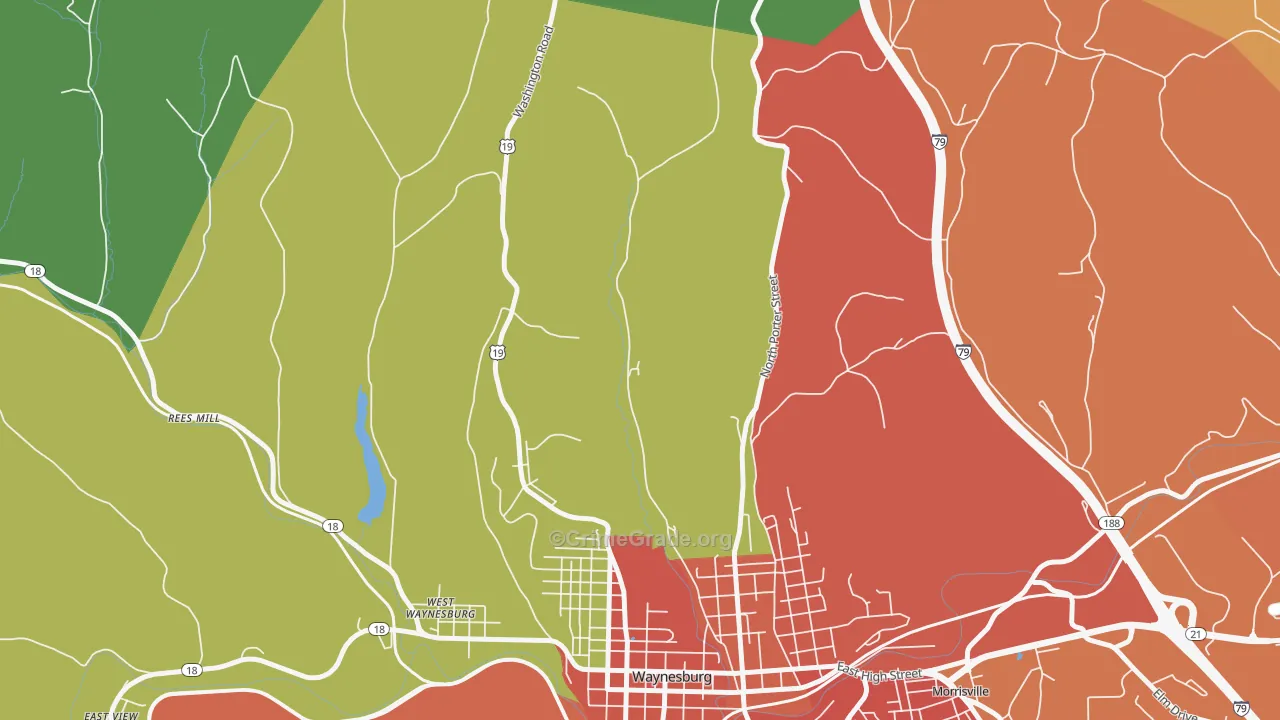 West Waynesburg, PA Map of Vandalism Rates