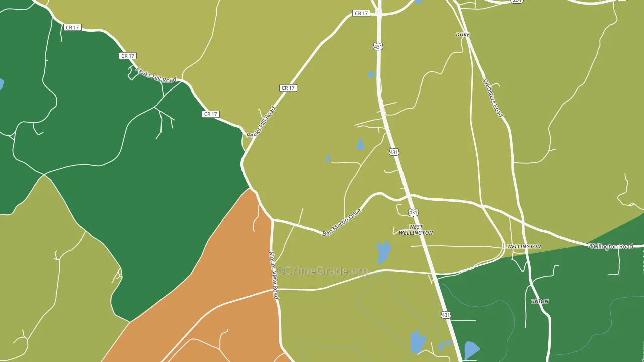 West Wellington, AL Map of Vandalism Rates