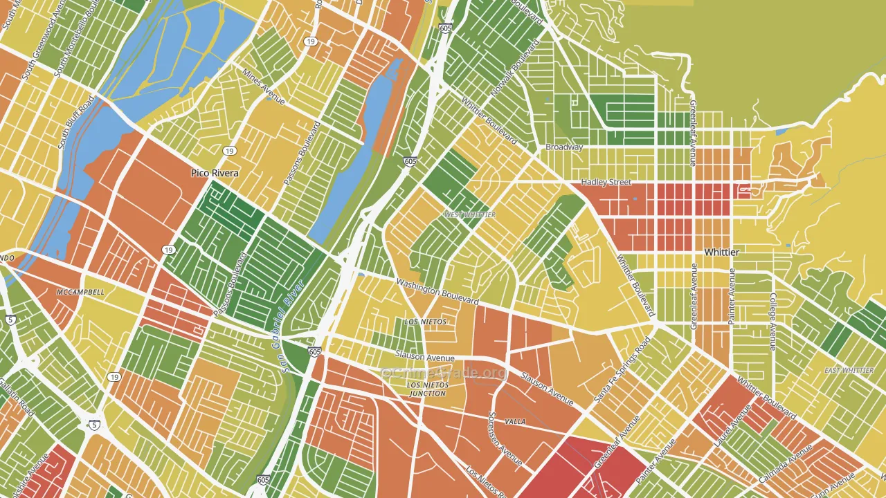 West Whittier-Los Nietos, CA Map of Vandalism Rates
