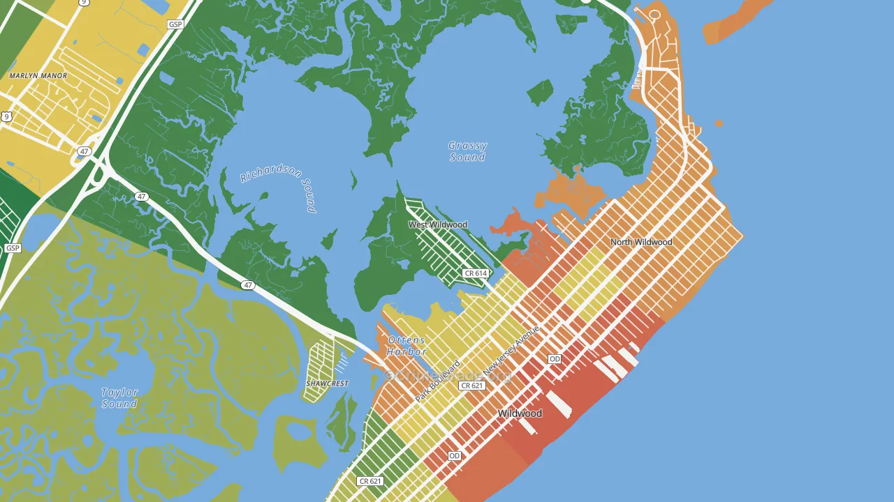 West Wildwood, NJ Map of Vandalism Rates