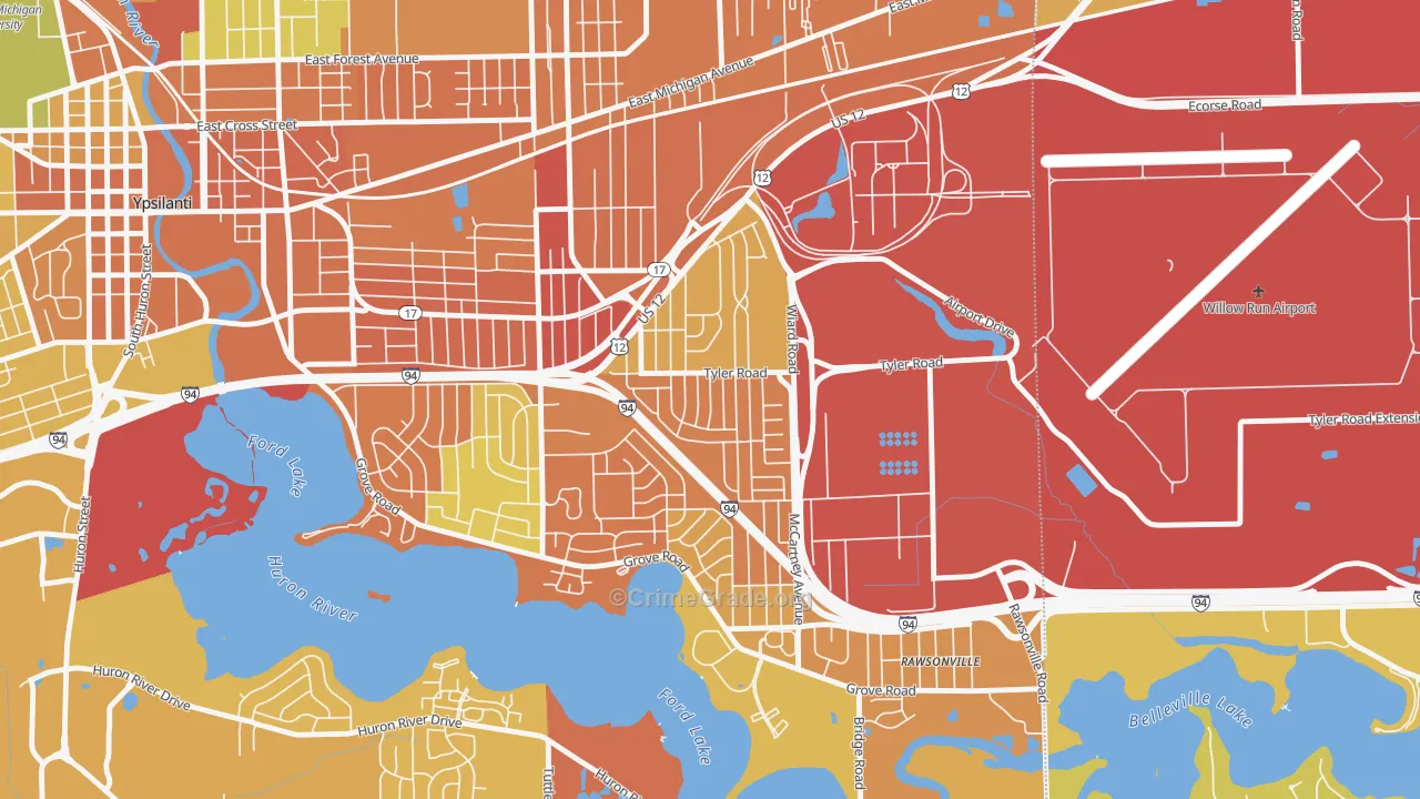 West Willow, Ypsilanti, MI Map of Vandalism Rates