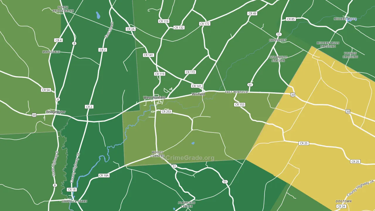 West Winfield, NY Map of Vandalism Rates