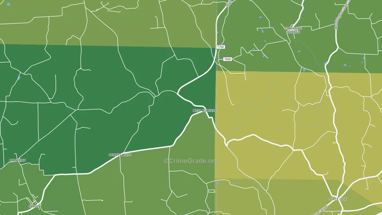 West Winfield, PA Map of Vandalism Rates