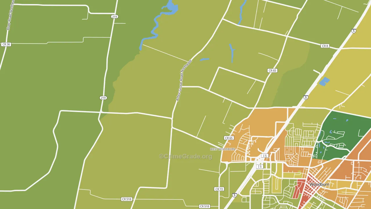 West Woodburn, OR Map of Vandalism Rates