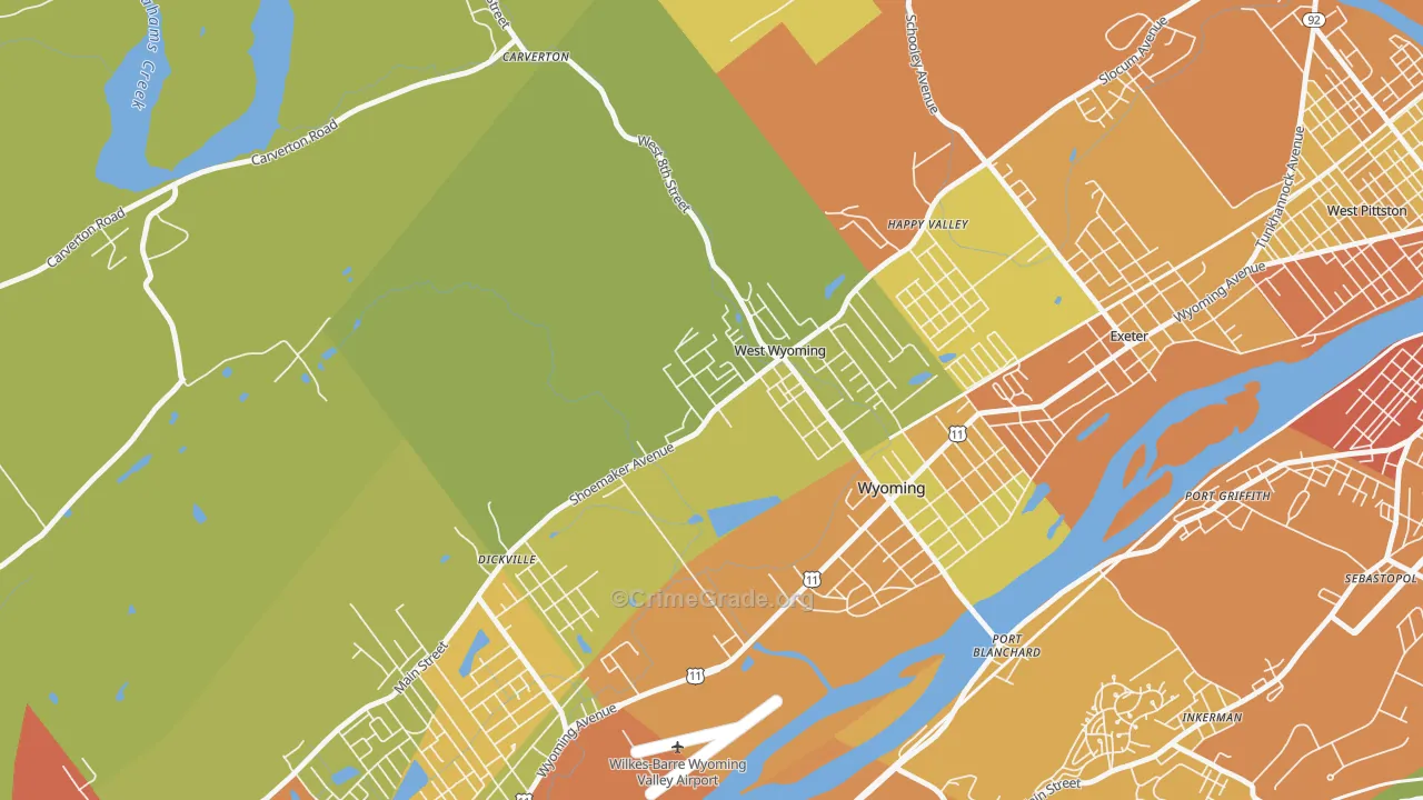 West Wyoming, PA Map of Vandalism Rates