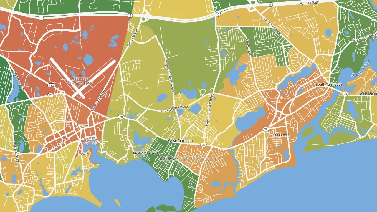 West Yarmouth, MA Map of Vandalism Rates