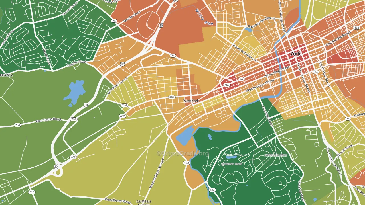 West York, PA Map of Vandalism Rates