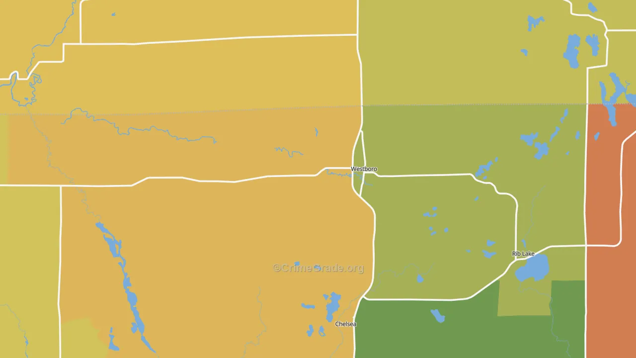 Westboro, WI Map of Vandalism Rates