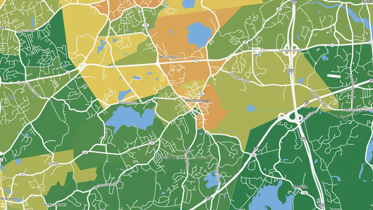 Westborough, MA Map of Vandalism Rates