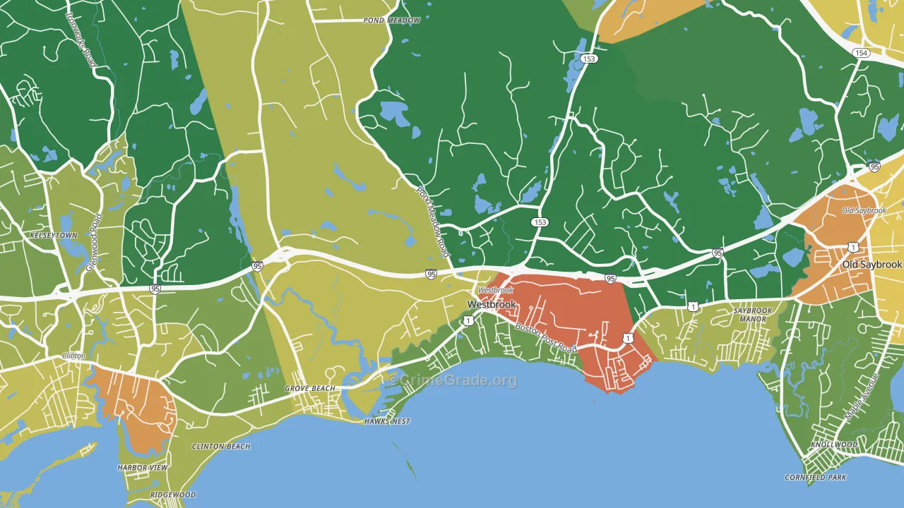 Westbrook, CT Map of Vandalism Rates