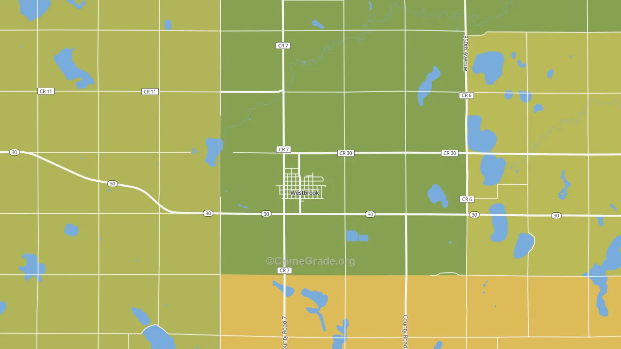 Westbrook, MN Map of Vandalism Rates