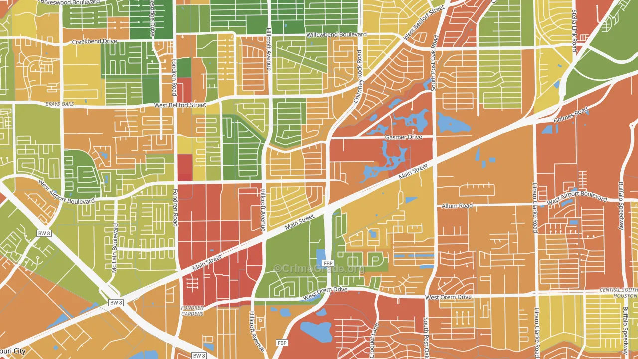 Westbury, Houston, TX Map of Vandalism Rates