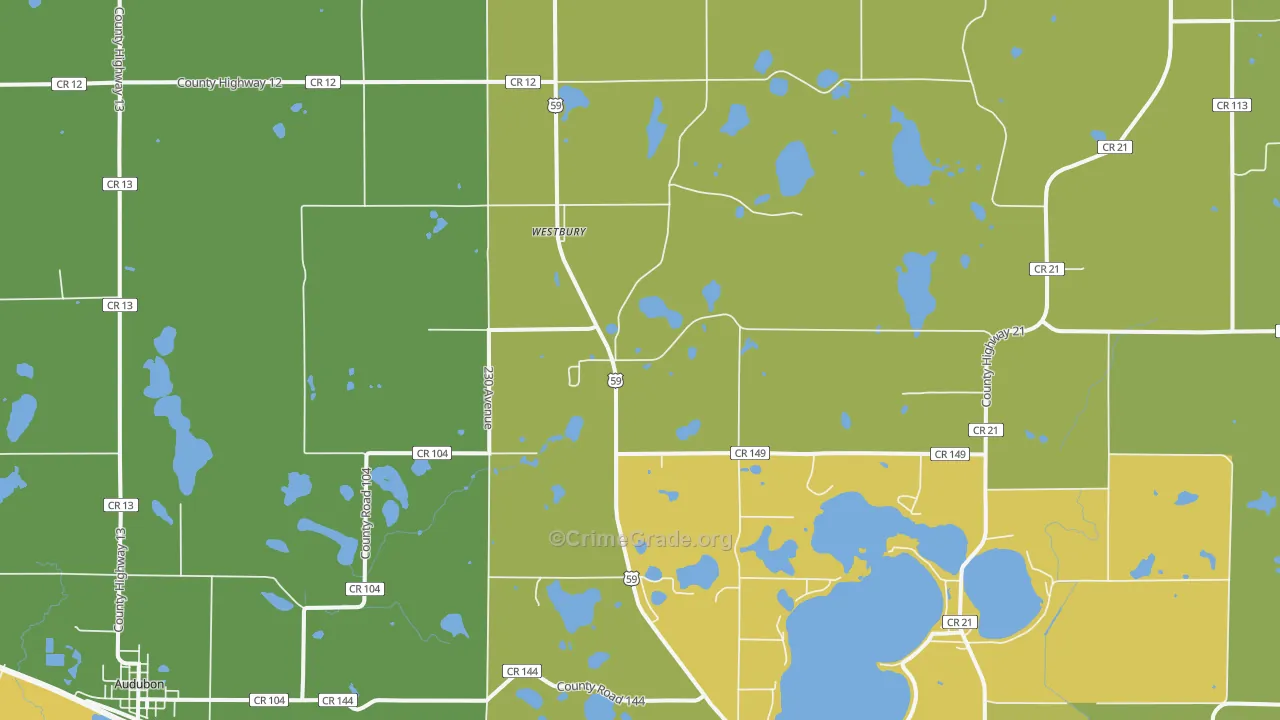 Westbury, MN Map of Vandalism Rates