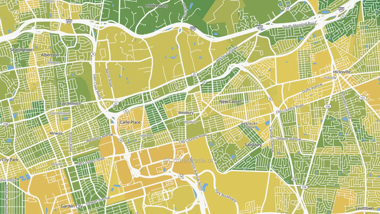 Westbury, NY Map of Vandalism Rates