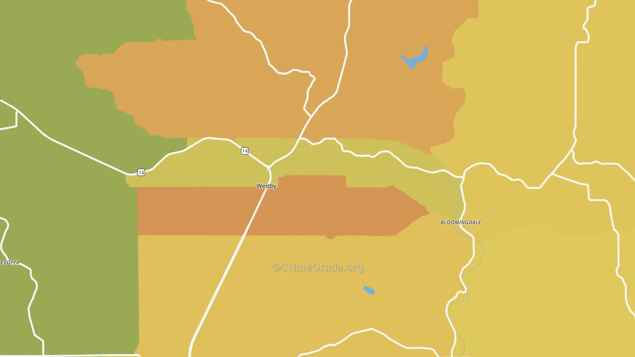 Westby, WI Map of Vandalism Rates