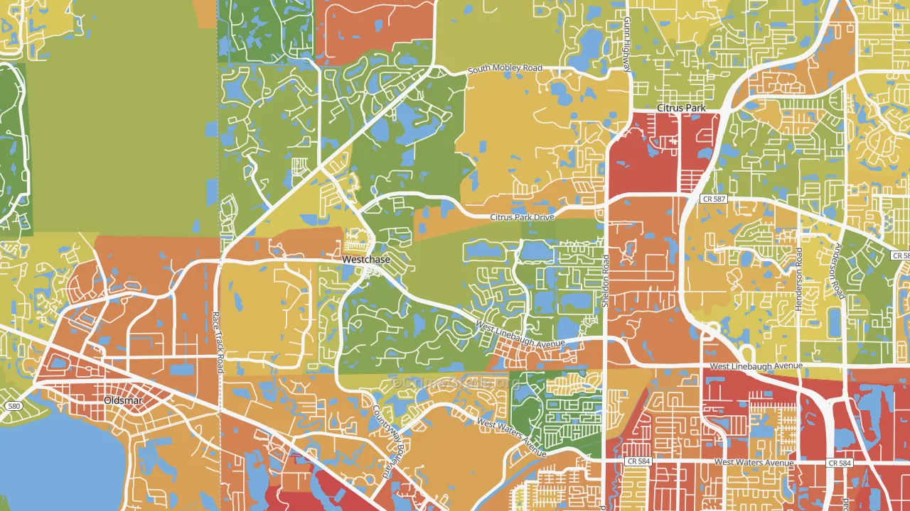 Westchase, FL Map of Vandalism Rates