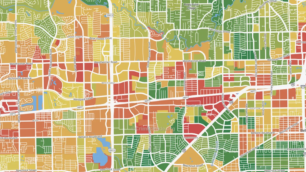 Westchase, Houston, TX Map of Vandalism Rates