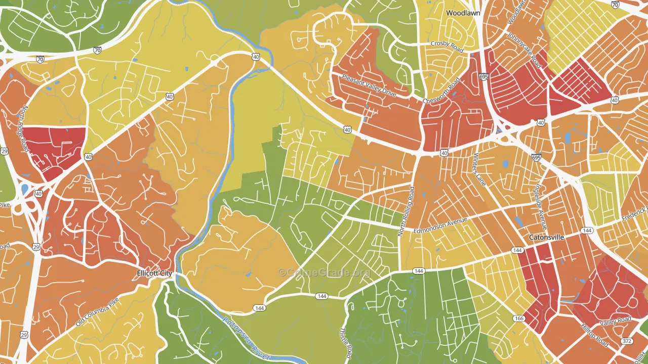 Westchester, Catonsville, MD Map of Vandalism Rates