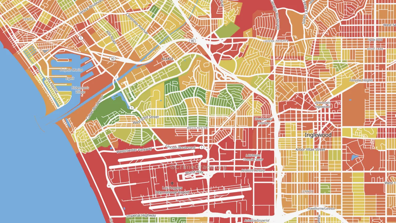 Westchester, Los Angeles, CA Map of Vandalism Rates