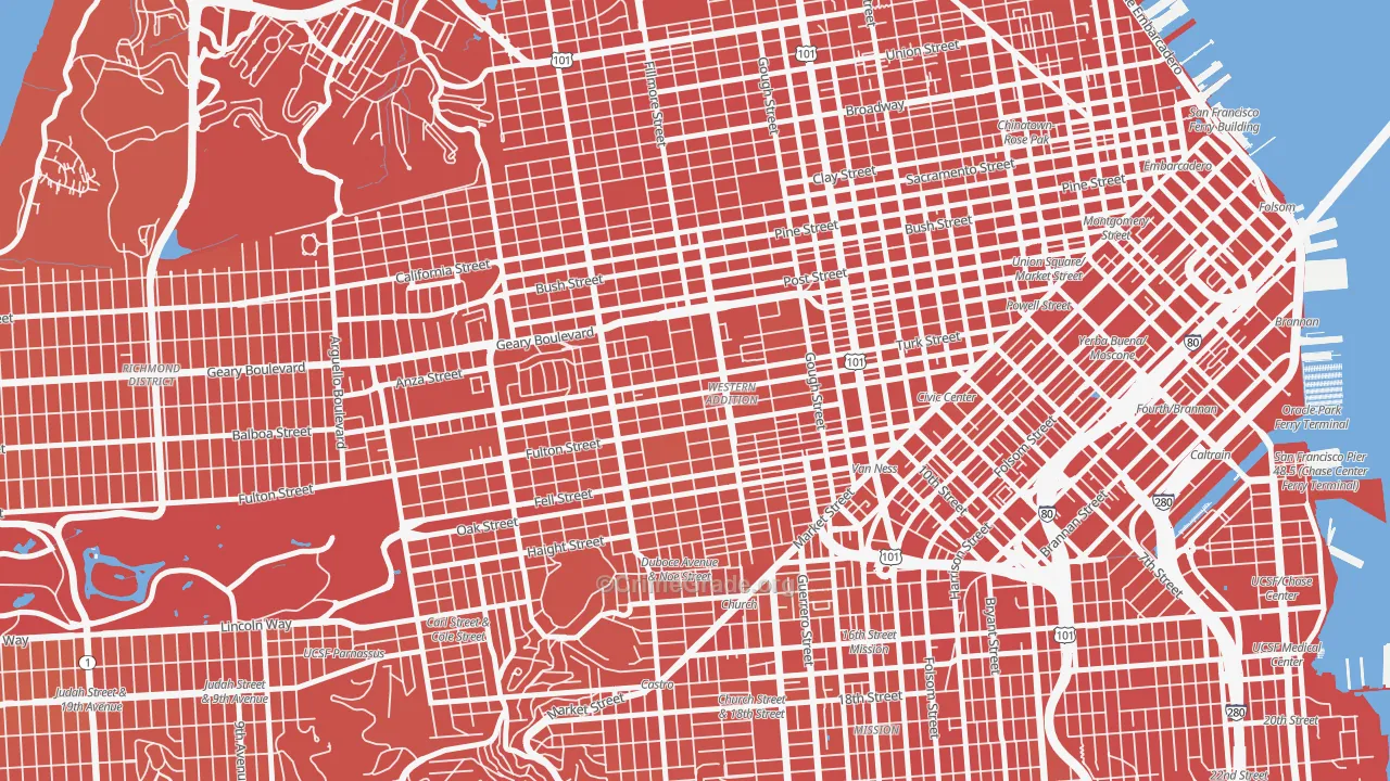 Western Addition, San Francisco, CA Map of Vandalism Rates