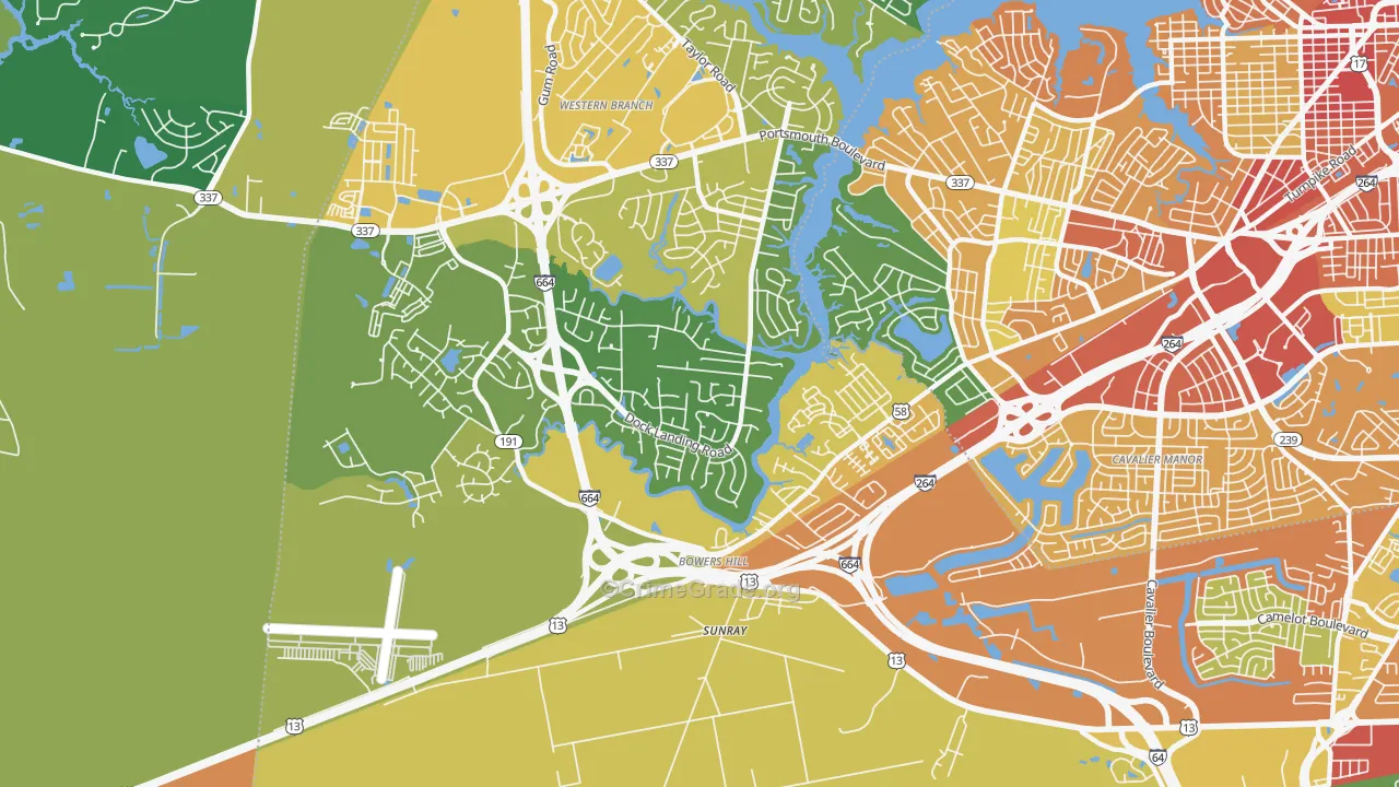 Western Branch South, Chesapeake, VA Map of Vandalism Rates
