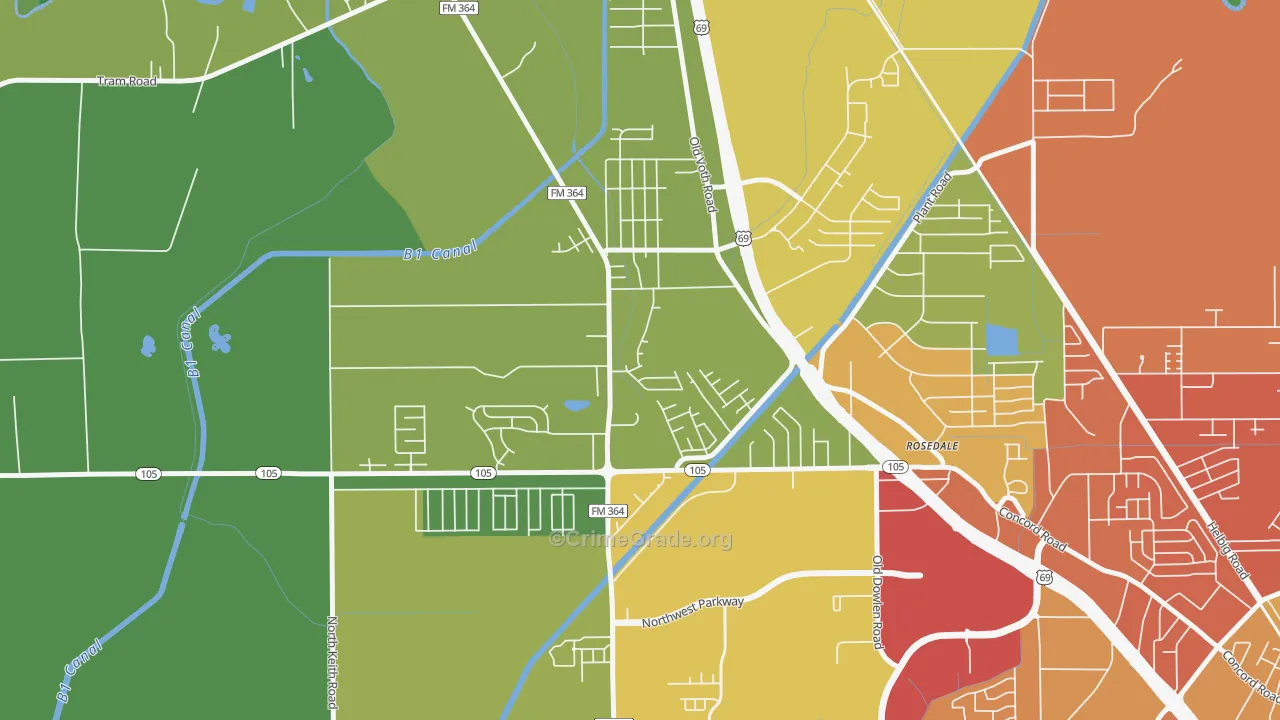 Western Hills, Beaumont, TX Map of Vandalism Rates
