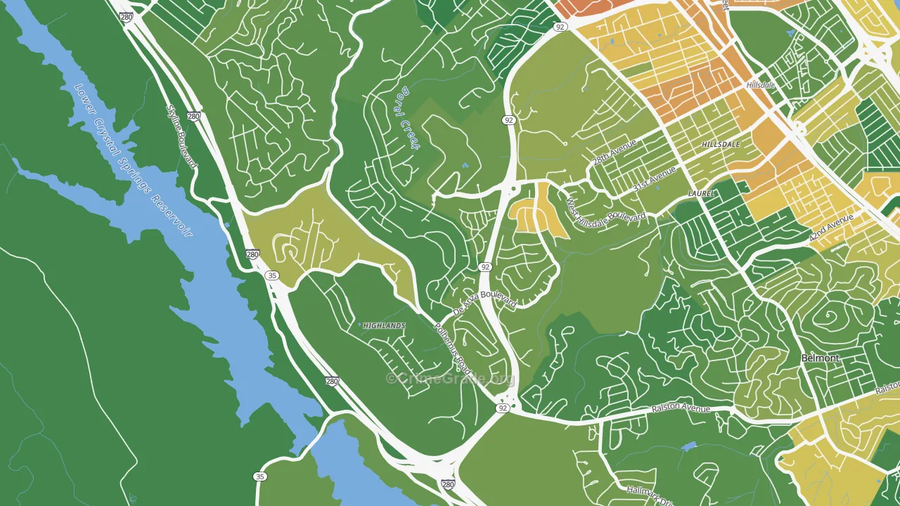Western Hills, San Mateo, CA Map of Vandalism Rates