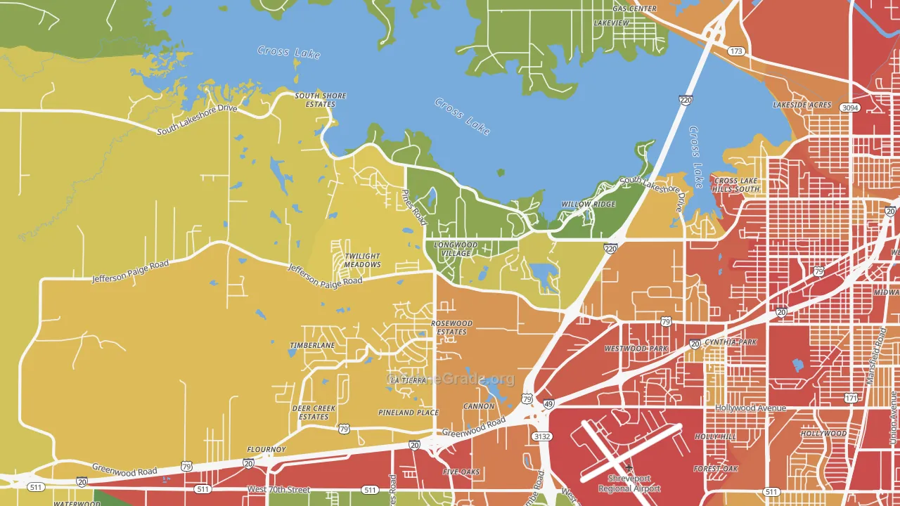Western Hills Yarborough, Shreveport, LA Map of Vandalism Rates