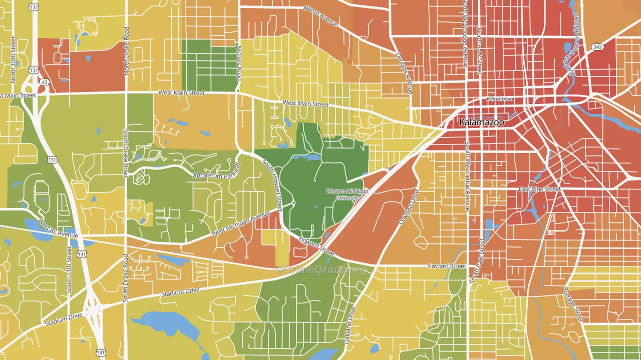 Western Michigan University-KRPH, Kalamazoo, MI Map of Vandalism Rates