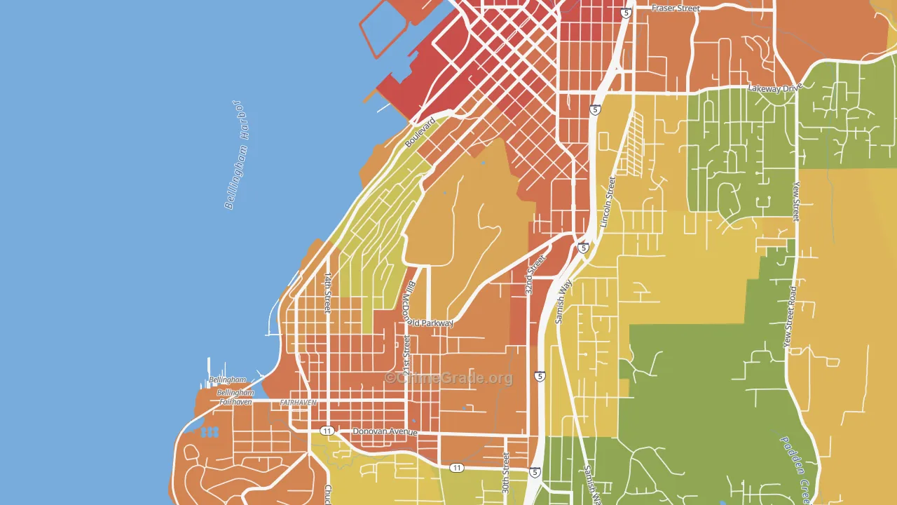 Western Washington University, Bellingham, WA Map of Vandalism Rates
