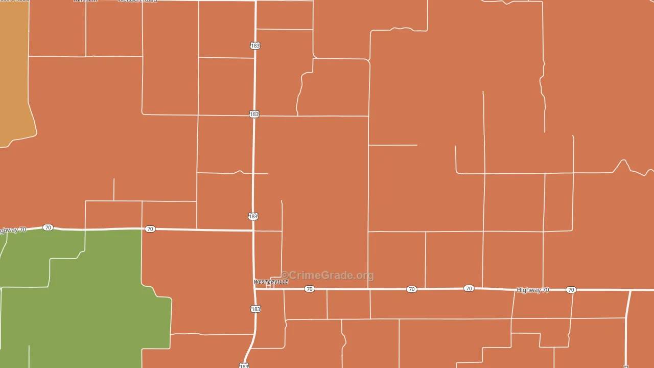 Westerville, NE Map of Vandalism Rates