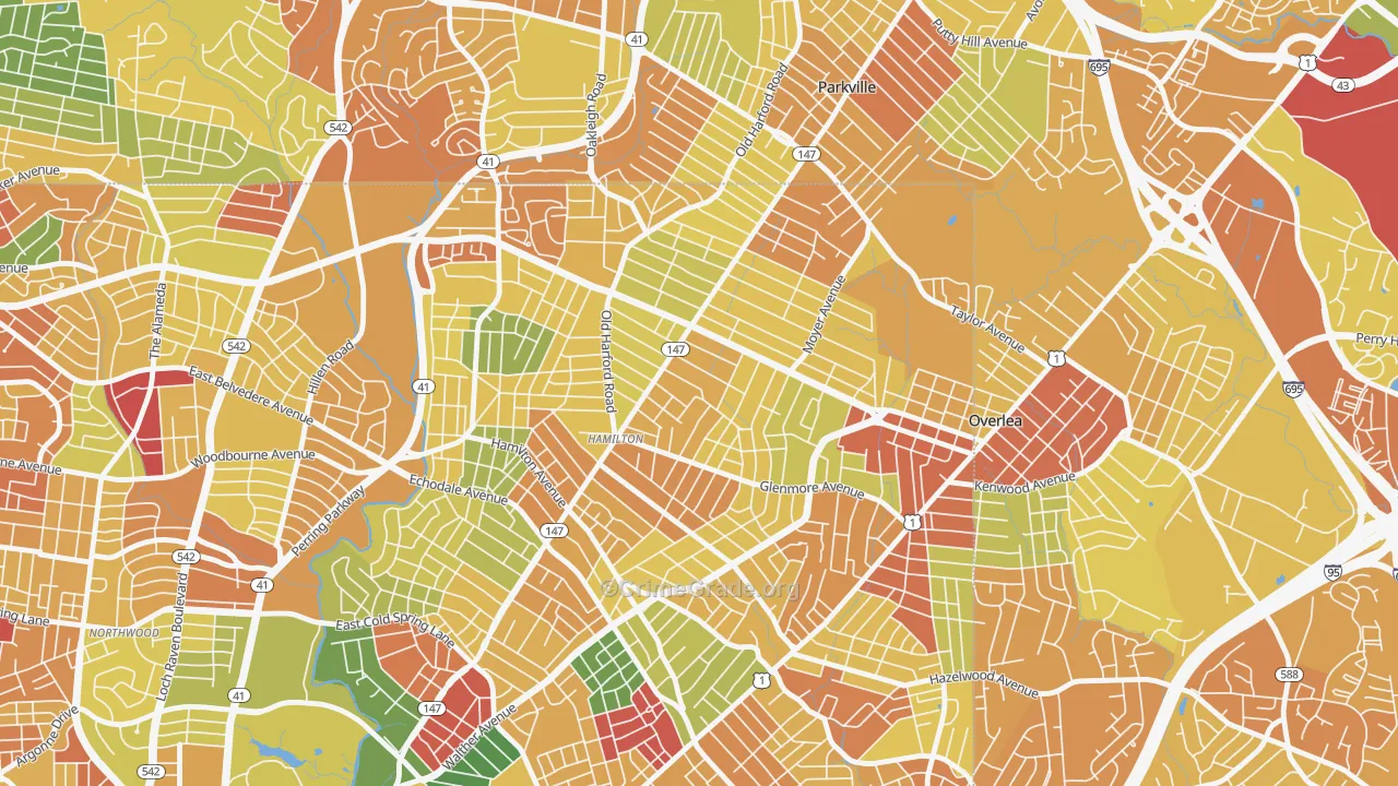 Westfield, Baltimore, MD Map of Vandalism Rates