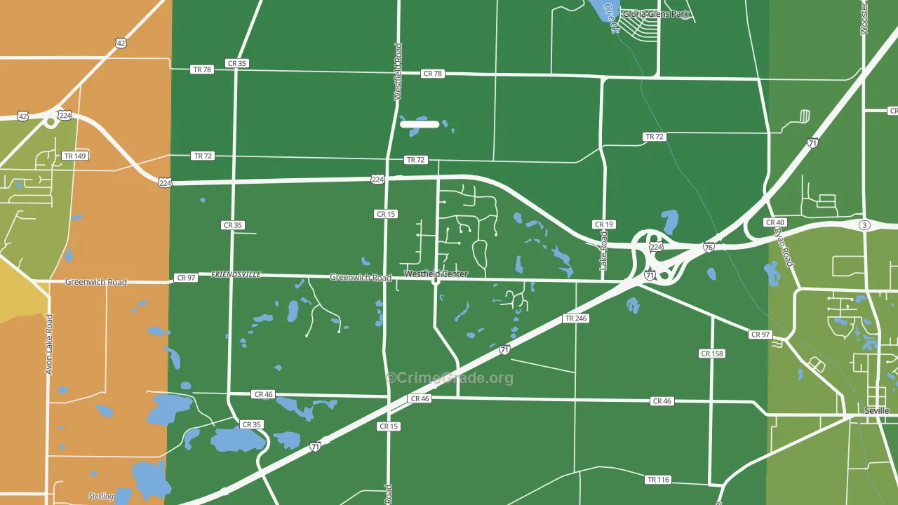 Westfield Center, OH Map of Vandalism Rates