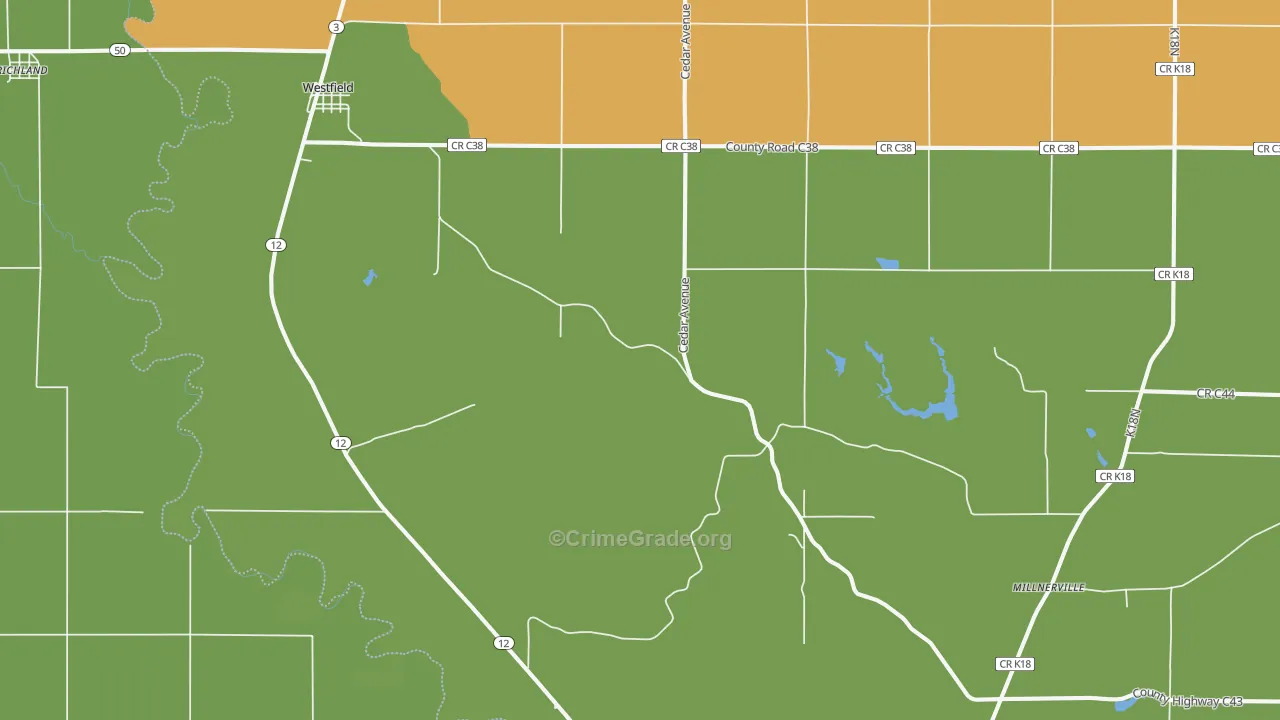 Westfield, IA Map of Vandalism Rates