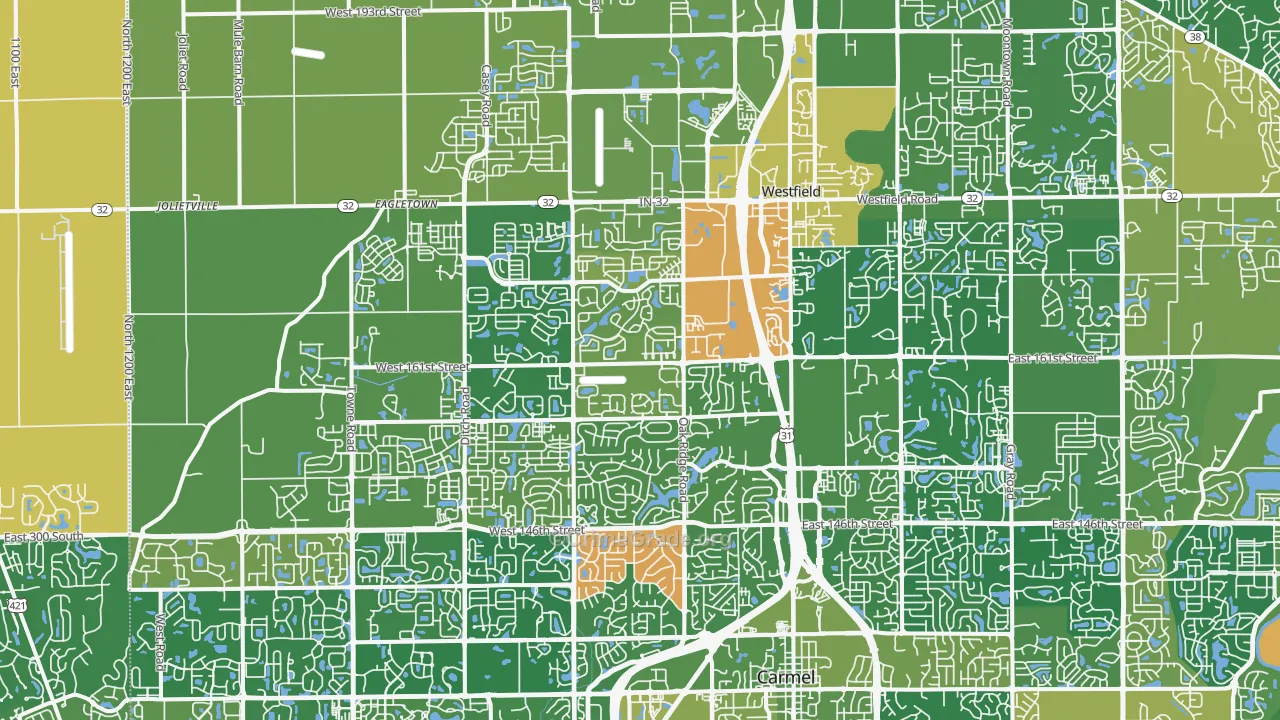 Westfield, IN Map of Vandalism Rates