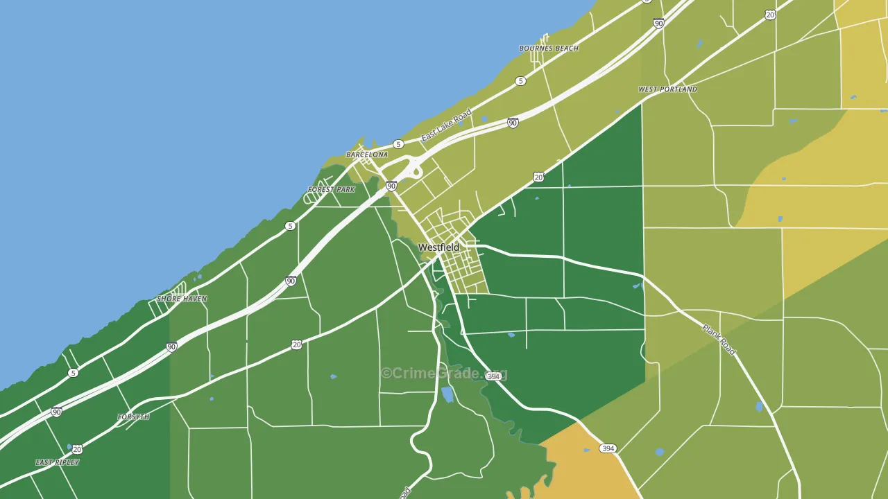 Westfield, NY Map of Vandalism Rates