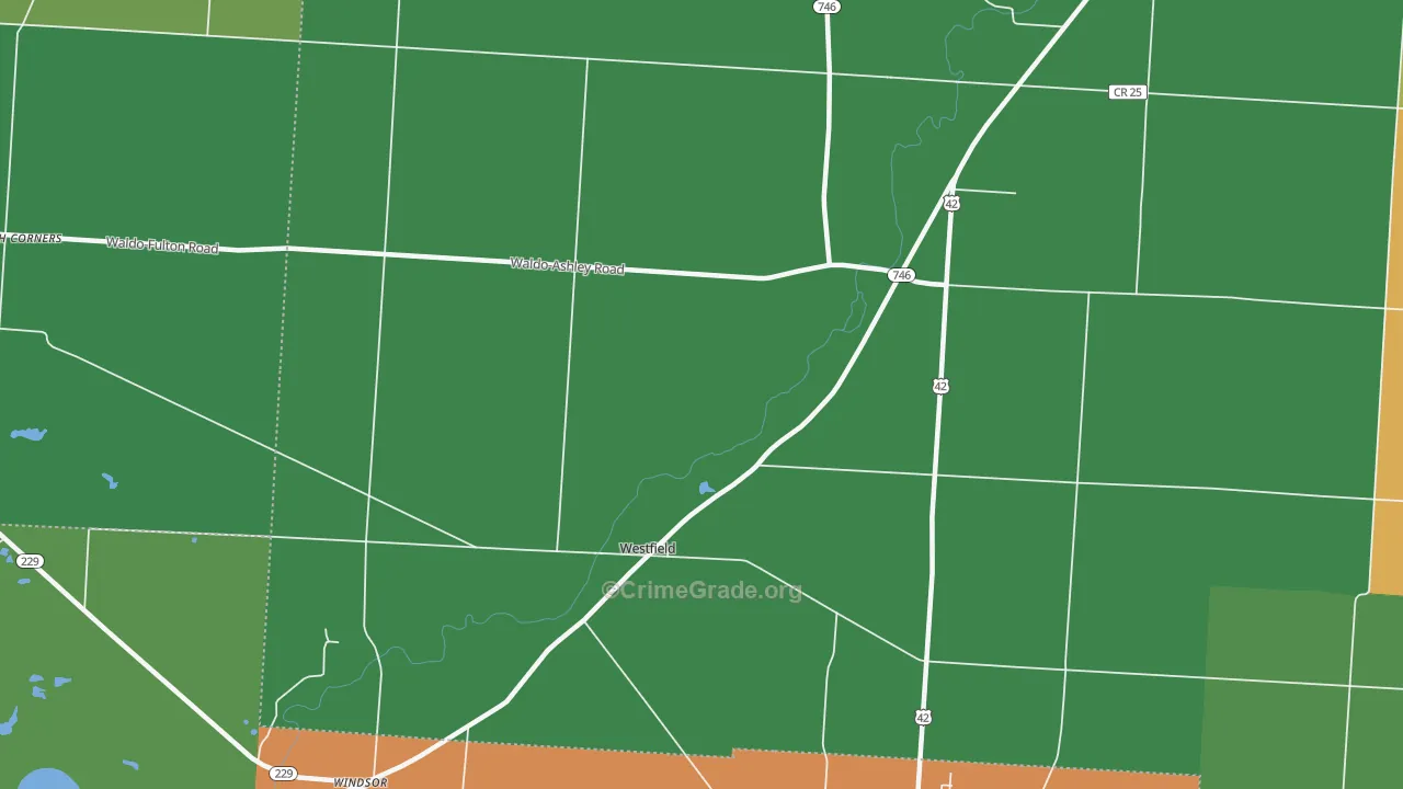 Westfield, OH Map of Vandalism Rates