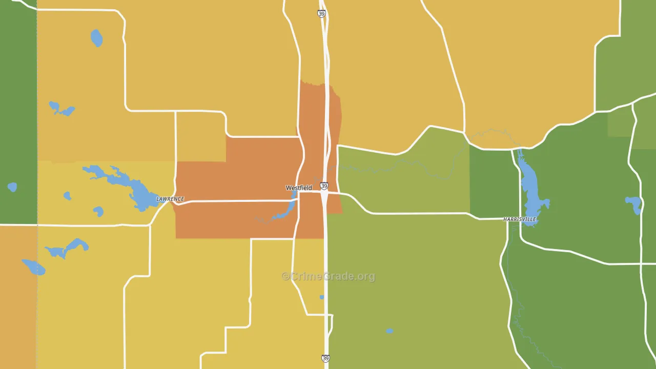 Westfield, WI Map of Vandalism Rates