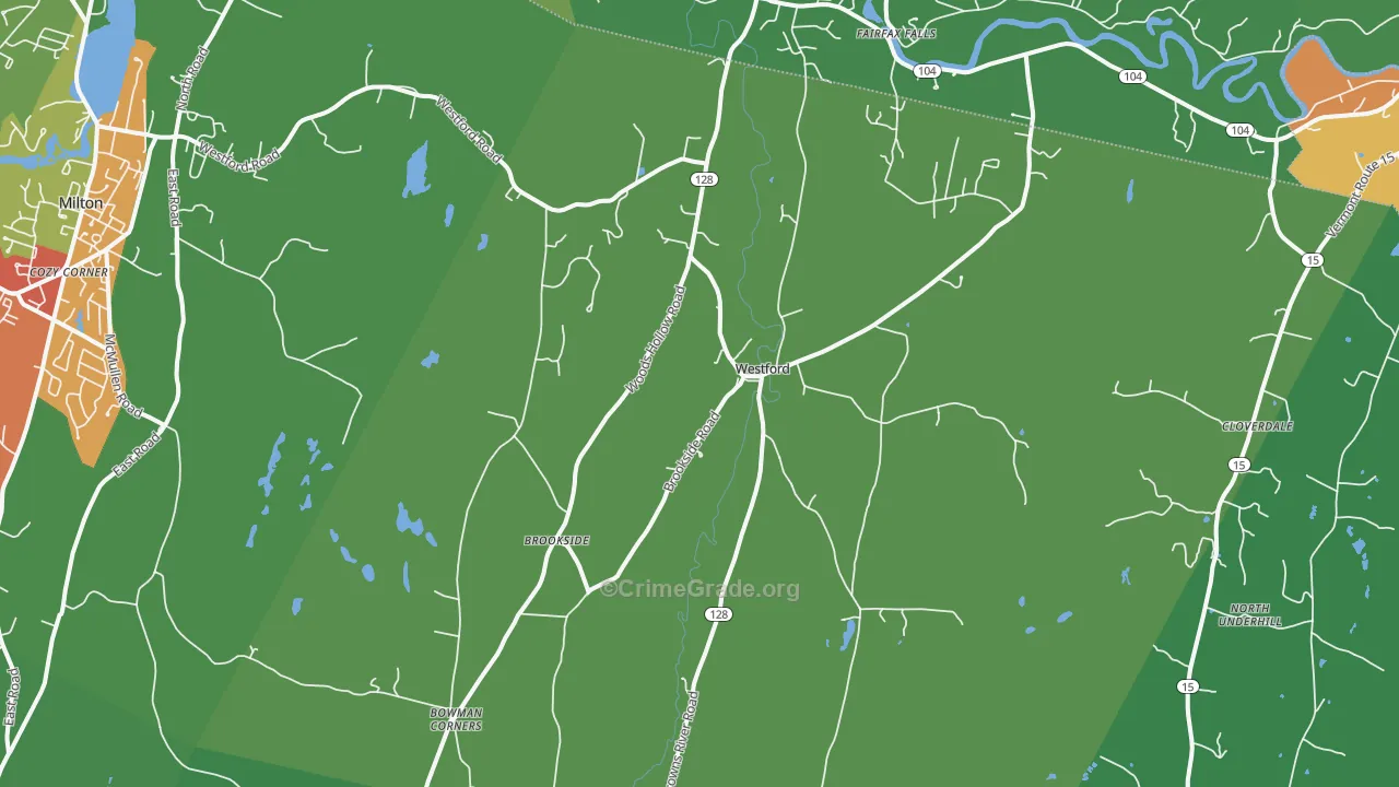 Westford, VT Map of Vandalism Rates