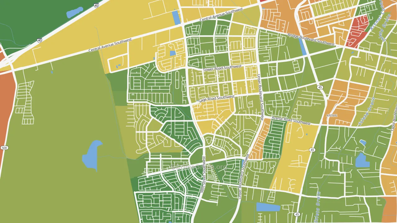 Westgate Hts, Albuquerque, NM Map of Vandalism Rates