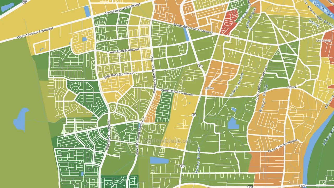 Westgate Vecinos, Albuquerque, NM Map of Vandalism Rates