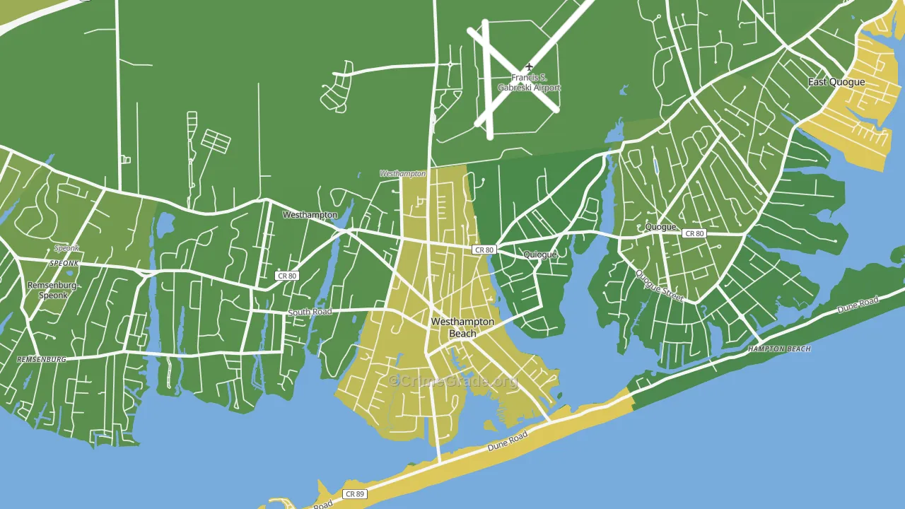 Westhampton Beach, NY Map of Vandalism Rates