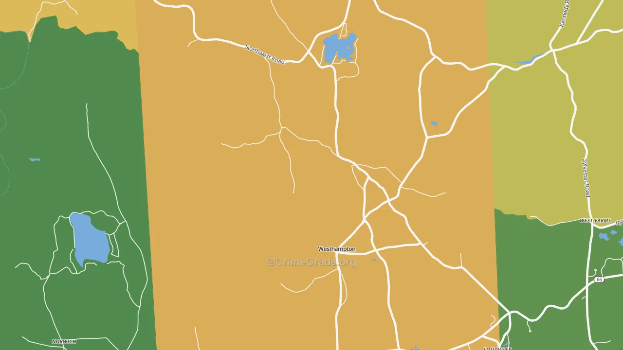 Westhampton, MA Map of Vandalism Rates