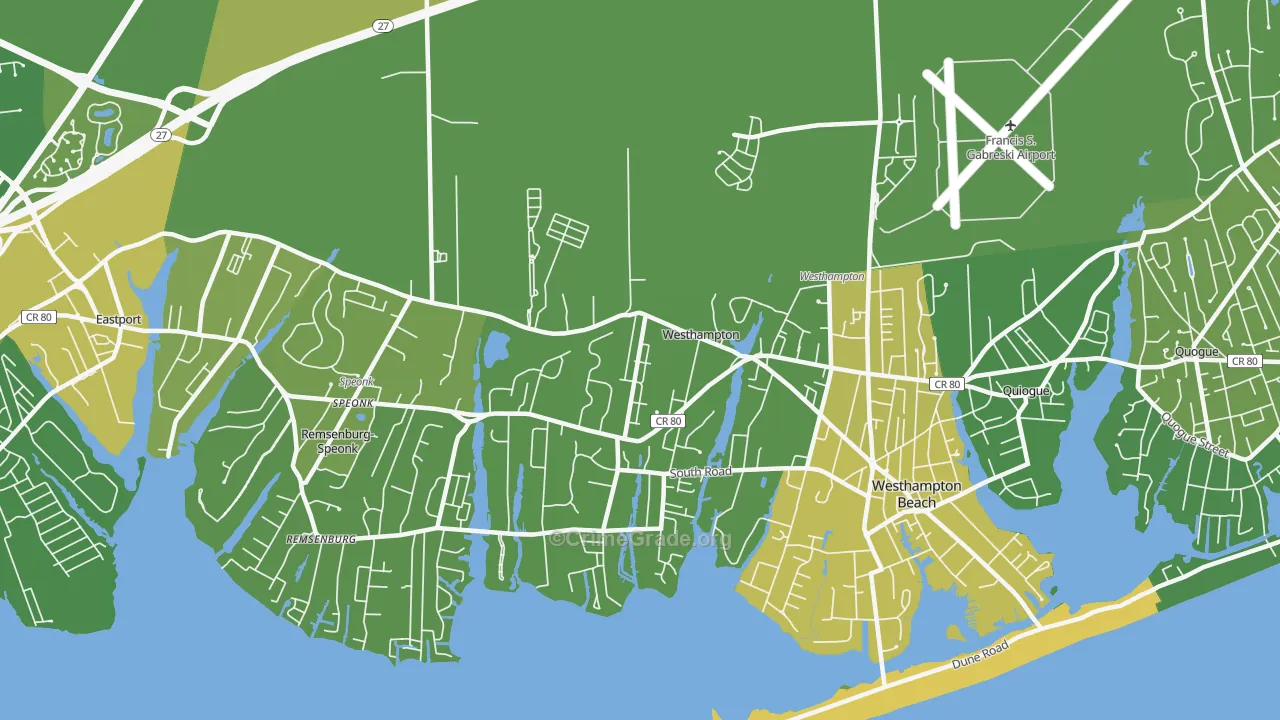 Westhampton, NY Map of Vandalism Rates